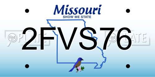 2FVS76 Missouri License Plate