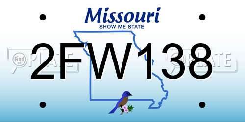 2FW138 Missouri License Plate