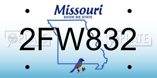 2FW832 Missouri License Plate