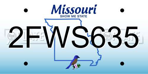 2FWS635 Missouri License Plate