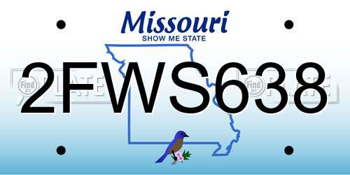 2FWS638 Missouri License Plate