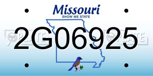 2G06925 Missouri License Plate