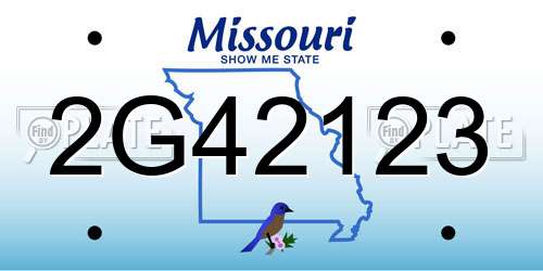 2G42123 Missouri License Plate