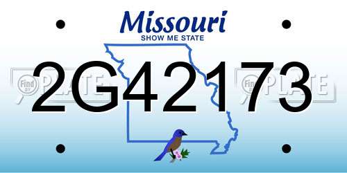 2G42173 Missouri License Plate
