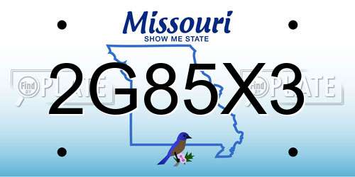 2G85X3 Missouri License Plate