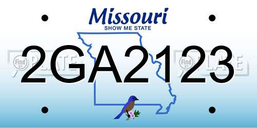 2GA2123 Missouri License Plate