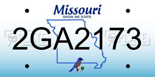 2GA2173 Missouri License Plate