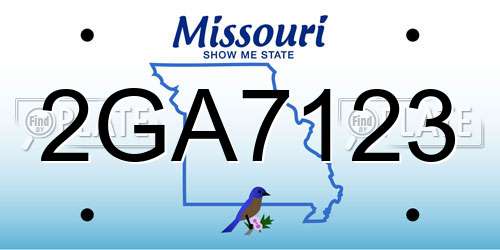 2GA7123 Missouri License Plate
