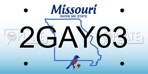 2GAY63 Missouri License Plate