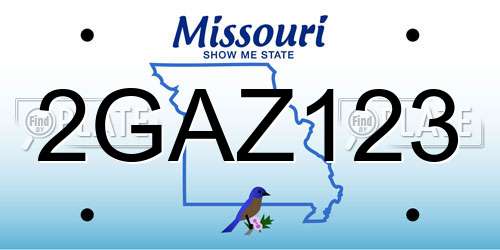 2GAZ123 Missouri License Plate