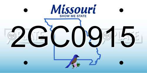 2GC0915 Missouri License Plate