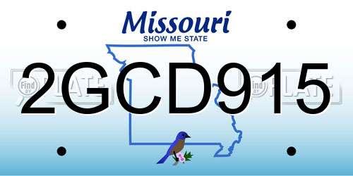 2GCD915 Missouri License Plate