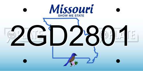 2GD2801 Missouri License Plate