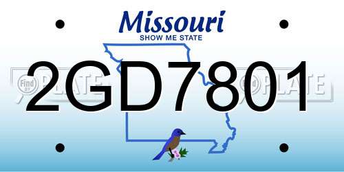 2GD7801 Missouri License Plate