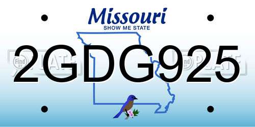 2GDG925 Missouri License Plate