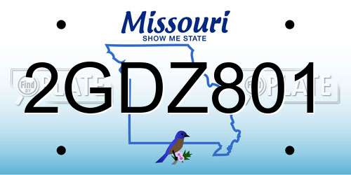 2GDZ801 Missouri License Plate
