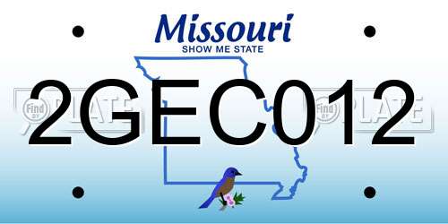 2GEC012 Missouri License Plate