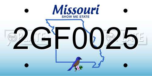 2GF0025 Missouri License Plate