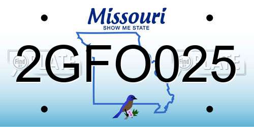 2GFO025 Missouri License Plate