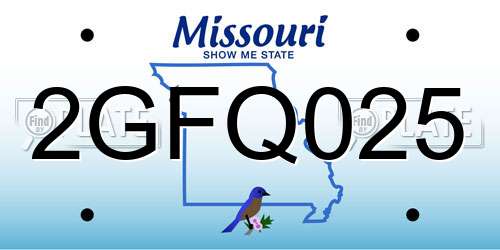 2GFQ025 Missouri License Plate