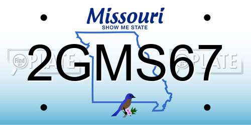2GMS67 Missouri License Plate