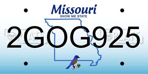 2GOG925 Missouri License Plate