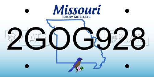 2GOG928 Missouri License Plate