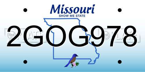 2GOG978 Missouri License Plate