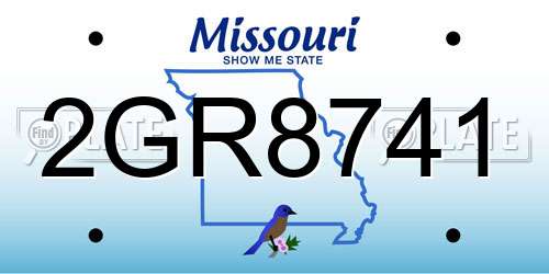 2GR8741 Missouri License Plate