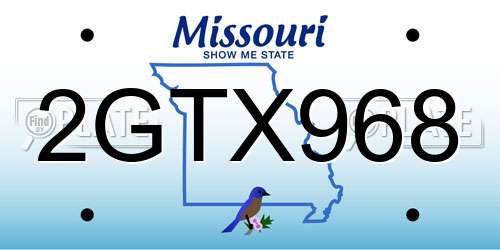 2GTX968 Missouri License Plate