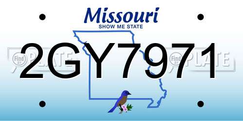 2GY7971 Missouri License Plate