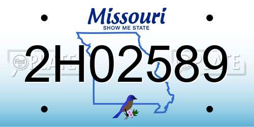 2H02589 Missouri License Plate