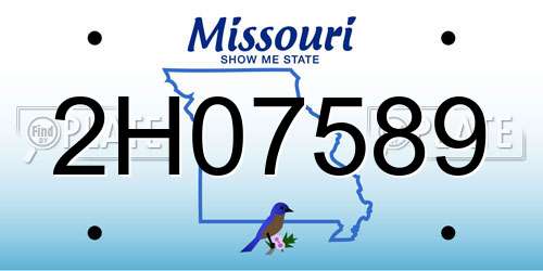 2H07589 Missouri License Plate