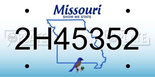 2H45352 Missouri License Plate