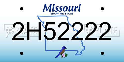 2H52222 Missouri License Plate