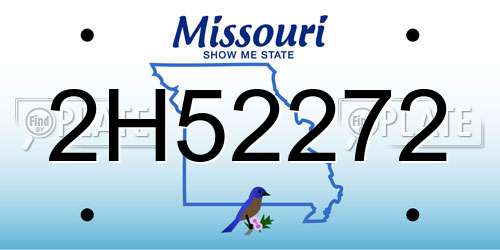 2H52272 Missouri License Plate