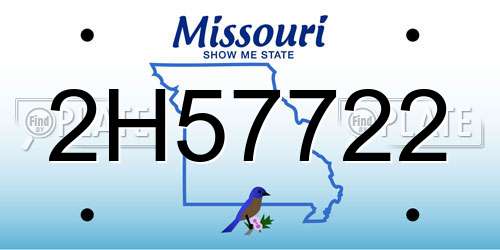 2H57722 Missouri License Plate