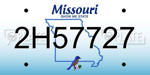 2H57727 Missouri License Plate