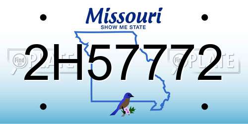 2H57772 Missouri License Plate