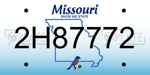 2H87772 Missouri License Plate