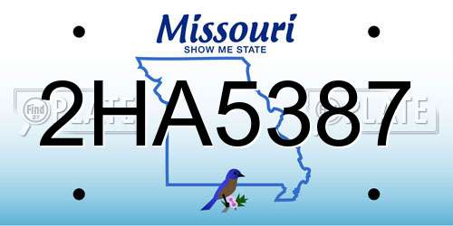 2HA5387 Missouri License Plate