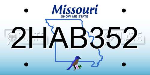 2HAB352 Missouri License Plate