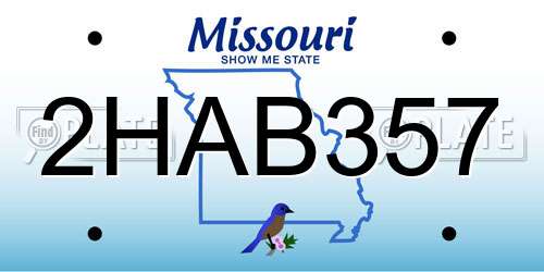2HAB357 Missouri License Plate