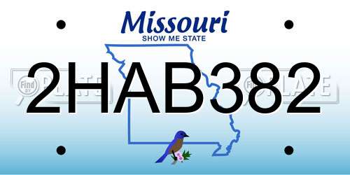2HAB382 Missouri License Plate
