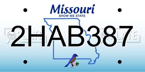 2HAB387 Missouri License Plate