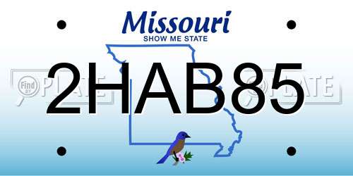 2HAB85 Missouri License Plate