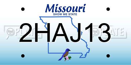 2HAJ13 Missouri License Plate
