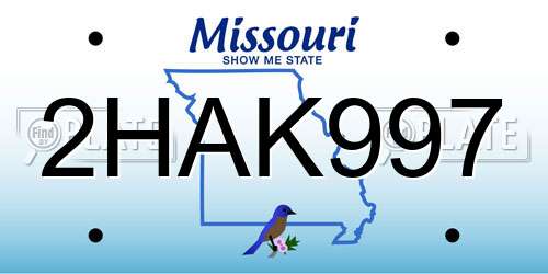 2HAK997 Missouri License Plate