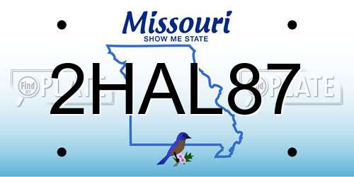 2HAL87 Missouri License Plate