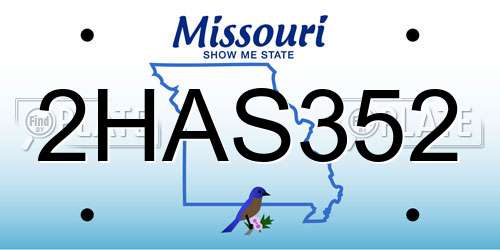 2HAS352 Missouri License Plate